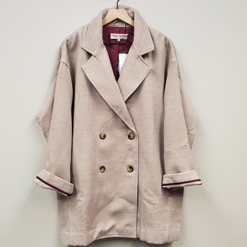 Free People Hannah Slouchy Camel Jacket Coat Sz XL NWT - Picture 11 of 12